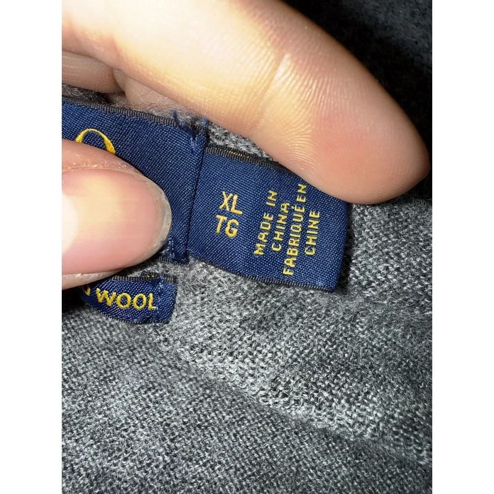 Polo Ralph Lauren Sweater Men's XL Gray‎ 100% Washable Merino Wool Classic